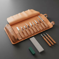 With Storage Bag Wood Carving Set Ergonomic Wooden Handles Wood Carving Tool Set Sharp Steel Blades Hand Tool Portable for DIY Hobbyists, Beginners, Craft Room, Workshop, School