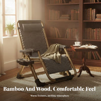 Foldable Design Folding Bamboo Lounger Adjustable Backrest Folding Slatted Recliner with Footrest Ergonomic Lounge Chair Heavy Duty for Office Workers, Homeowners, Balcony, Living Room, Garden, Poolside