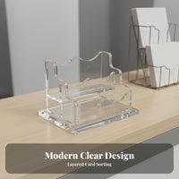 Acrylic Business Card Holder Tiered Design Transparent Name Card Display Freestanding for Commerce Show, Reception Desk