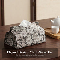 Cloth Tissue Box Cover Elegant Design Brocade Tissue Pouch Easy to Refill Chinese Design Napkin Holder for Tea Lovers, Living Room, Car, Office