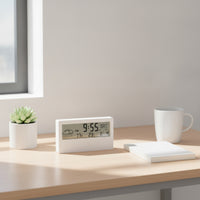 Multifunctional Temperature Humidity Clock Minimalist Design Digital Alarm Clock Timekeeping Device for Students, Desktop