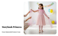 Ice Crystal Print Transparent Mantle Floor-Length Train Princess Cape Glittering Design Lightweight for Children, Themed Parties
