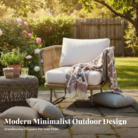 4 Pieces 4-Piece Woven Furniture collection Nordic Design Loveseat and 2-Chair Seating Group Weather-Resistant Outdoor Furnishing for Balcony, Courtyard