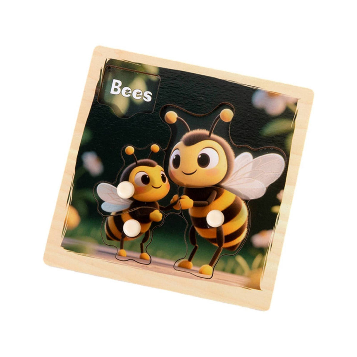 3D Wooden Knob Puzzle Cartoon Wooden Puzzle with Pegs Compact Toy Lightweight for Children, Classroom