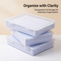 2 Pack A4 Document Storage Box with Lid, Polypropylene Portable File for Office, Stackable Stationery Organizer for Students