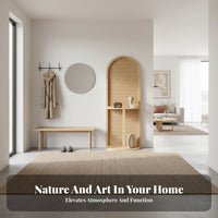 Solid Wood Frame Freestanding Partition Screen Space Saving Folding Privacy Screen Multi-Functional Entryway Divider Shelf Multifunctional for Apartment Dwellers, Homeowners, Office Workers, Bedroom