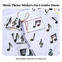 500 Pieces Music Note Stickers Waterproof Holographic Musical Note Stickers Music Symbol Sticker Roll for Gift Wrapping