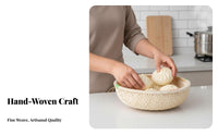 Handmade Round Woven Platter Multi-Purpose Food Basket Multipurpose Kitchenware Long-Lasting for Homemakers, Gift Givers, Kitchen, Dining Table, Living Room, Entryway