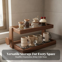 Space Saving Solid Wood Countertop Organizer Multifunctional Coffee Mug Display Shelf Stable and Sturdy Coffee Cup Display Rack Easy to Clean for Dining Table, Sideboard