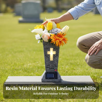 Weather Resistant Solar Grave Vase Automatic On/deactivate LED Cemetery Flower Holder Removable Floor Spikes for Friends, Gravesite
