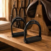 Textured Grip Black Resin Stirrup Rectangular Footbed Children's Stirrup Curved Arch Kids Western Stirrups Anti-Slip for Saddle