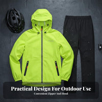 Lightweight Raincoat Set Breathable Two-Piece Rain Suit Portable 2 Piece Waterproof Suit for Cyclists, Hikers, Biking, Camping, Rainy Days