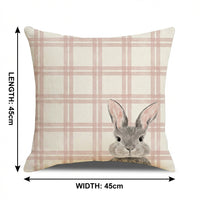 Easter Bunny Pillow Cover Invisible Zipper Easter Pillow Cover 18x18 Inch Linen Decorative Pillow Cover for Families, Sofa, Living Room