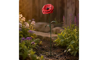 Red Flower Garden Stake Weather-Resistant Metal Garden Stake Eye-Catching Design Outdoor Decoration