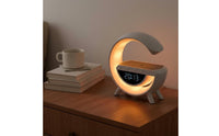 LED Alarm Clock with Speaker Birthday Gift Modern Bedside Timepiece Lamp Dimmable Multifunctional Desk Lamp for Teens, Kids, Bedroom, Dorm Room