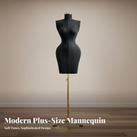 Stable Base Curvy Body Dress Form Easy Assembly Half Body Mannequin with Stand Long-Lasting Construction Female Mannequin Torso Velvet Material Covered for Online Sellers, Fashion Designers, Window Displays, Retail Shop S, Photography Studios, Home Decor