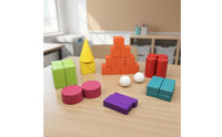 32 Pieces Shape Recognition 3D Solid Geometry Blocks Polished Edges Wooden Geometric Shapes Set Wear-Resistant Child-Centered Geometry Solids for Children, Preschoolers, Toddlers, Classroom, Homeschooling