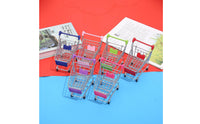 Metal Mini Shopping Cart Rolling Miniature Shopping Trolley Compact Basket Pretend Play for Collectors, Dollhouse