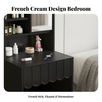 Space-Saving Design Vanity Desk with Hutch Modern Aesthetic Dressing Table Multi-Compartment Storage Makeup Station High Capacity for Women, Young Adults, Teenagers, Small Areas, Apartment Living, Closet Area