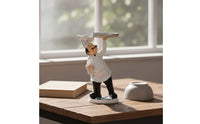 Hand-Painted Chef Figurine Resin Figurine with Tray Compact Chef Statue Collectible for Kitchen, Countertop