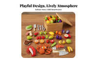 Fruit Vegetable Seafood Playset Lidded Cut-Apart Toy Food Basket Set Cuttable Play Food Set Rectangular Bright Colors
