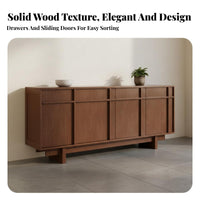 Solid Wood Sideboard Large Capacity Dining Room Buffet Cabinet Sturdy and Sturdy Wooden Buffet Cabinet for Homeowners, Families, Hallway, Home Office