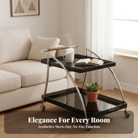 Transparent Design 2-Tier Rolling Trolley Movable with casters Mobile Furniture Space-Saving Utility trolley Multi-Functional for Small Apartment Dwellers, Office Workers, Living Room, Bedroom, Bathroom, Kitchen
