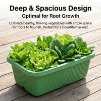 Large Rectangular Planter Box with Wheels, 59x31x18.5cm Wheeled Trough Planter Outdoor, Thickened Resin Garden Planters Outdoor for Patio