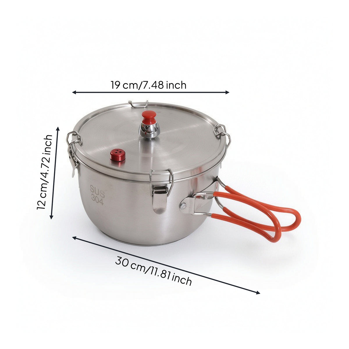 Portable Pressure Cooker Stainless Steel Pressure Pot Induction Compatible Cooker with Foldable Handles Geschikt Voor Alle Kookplaten for Campers, Camping