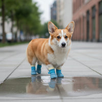 4 Pieces Dog Shoes with Slip-Resistant Sole Wear-Resistant Paw Protectors with Knitted Upper Anti-Skid Dog Socks with Grippers for Dogs, Pets
