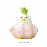 Garlic Bird Figurine High-Gloss Finish Small Creature Statue Handmade for Desk