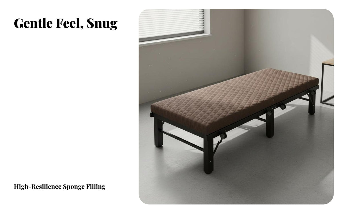 Foldable Design Single Folding Cot Space-Saving Rollaway Bed with Mattress Reinforced Frame Household Furniture Installationno-Assembly for Office Workers, Apartment Dwellers, Students, Dorm Room, Bedroom, RV Travel