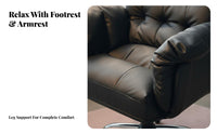 Reclining Function Upholstered Recliner with Footstool Plush Cushioning pivot Chair and Ottoman Set Ergonomic Design Lounge Seating Includes Footrest for Remote Workers, Students, video game enthusiasts, Bedroom, Study Room, Home Office, perusing alcove