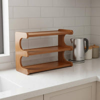 3-Tier Bamboo Seasoning Rack Space Saving Bamboo Seasoning Rack Countertop Seasoning Holder Easy to Clean Kitchen Organizer