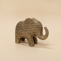 Abstract Elephant Figurine Ribbed Elephant Ornament Textured Decor Modern for Homeowners, Art Collectors, Living Room, Entryway, Bookshelf, Office Desk