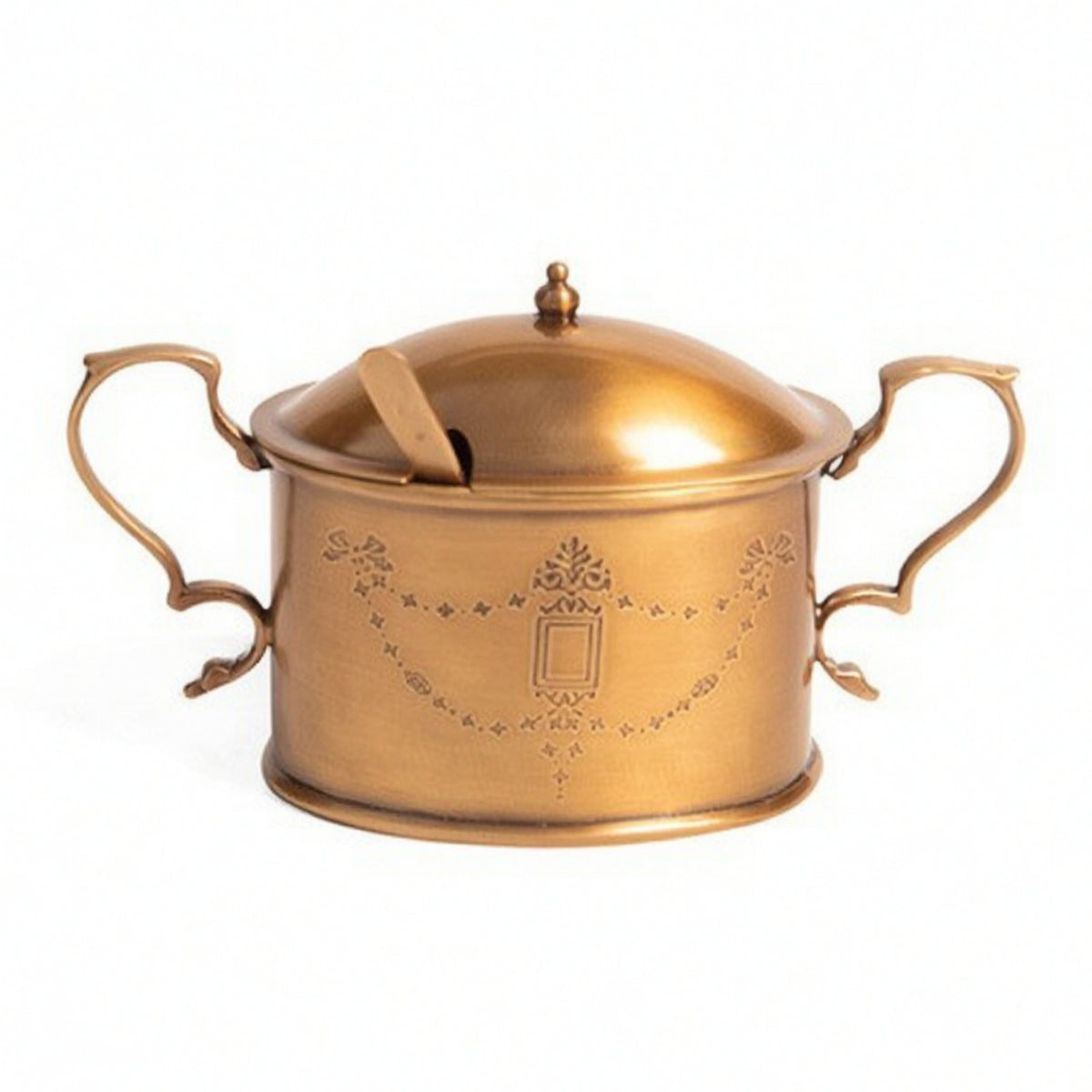 Sugar Bowl with Lid and Spoon Brass Sugar Bowl with Lid Gold-Toned Tableware for Hosts