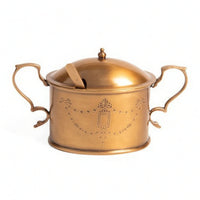 Sugar Bowl with Lid and Spoon Brass Sugar Bowl with Lid Gold-Toned Tableware for Hosts