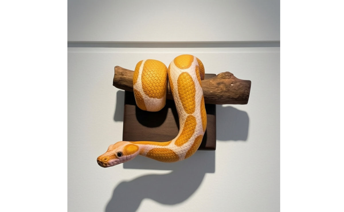 Snake Wall Sculpture Coiled Python Wall Sculpture Realistic Snake Decor with Backing Board for Reptile Lovers, Collectors, Studio, Office, Bedroom