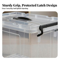 Wheeled Flat container with Lid Space Saving Organizer Box Clear View for Under Bed