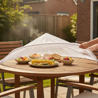 Round Table Food Cover Net Tent for Outdoor Dining, Anti-Insect Dustproof Breathable Mesh Screen