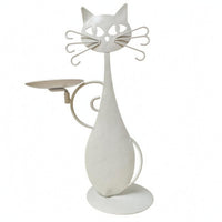 Feline Candlestick Minimalist Design Feline-Shaped Candle Holder Taper Candle Holder Sculptural Metal Craft Cutout Face