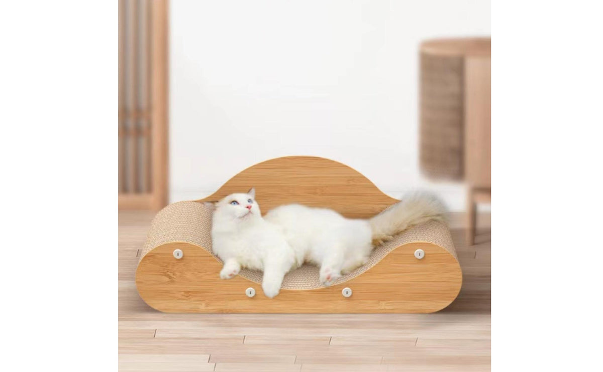 Large Size Chaise Lounge Cat Scratcher 2-in-1 Design Corrugated Cat Scratcher Sofa for Multiple Cats