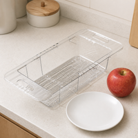 Rectangular Pasta Strainer, Retractable Kitchen Colander 36-46.5cm, Over The Sink Drain Basket for Draining Pasta, Fruits, Vegetables