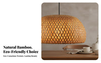Handmade Bamboo Hanging Light Vintage Inspired Bamboo Hanging Light Easy Installation Woven Rattan Lamp Adjustable Height for Restaurant Owners, Interior Designers, DIY Enthusiasts, Teahouse, Dining Room, Bedroom, Kitchen Island