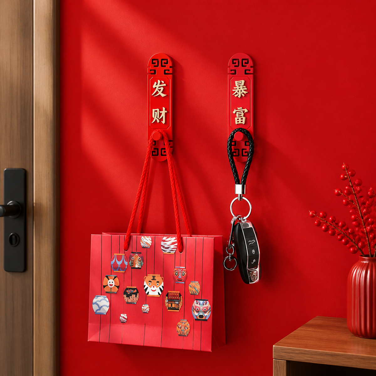 Decorative Removable Wall Hooks, 3M Key Holder Wall Mount, Automatic Traceless Hooks for Entryway, Renter & Apartment Friendly