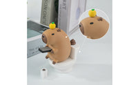 Capybara Toy with Toilet Novelty Desktop Ornament Sticking for Office, Coworkers