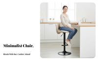 Modern Design Adjustable Swivel Stool with Backrest Ergonomic Back Support Adjustable Pedestal Pubtool Built-in Footrest Bar Furniture Upholstered Seat for Homeowners, Business Owners, Adults, Kitchen Island, Reception Desk, Restaurant, Dining Room