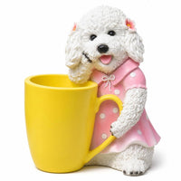 Resin Dog Planter with Cup Cute Dog Planter Whimsical Ornament Decorative for Windowsill