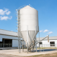 Galvanized Steel Silo for Poultry, Large Corrugated Sheet Feed Silo 20 Tons, Fully Automatic for Farm, Pigs, Sheep, Ducks