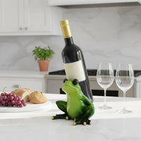 Frog Beverage Bottle Holder Decorative Resin Frog Sculpture Creature Figurine Beverage Stand Funny Home Decor Sturdy